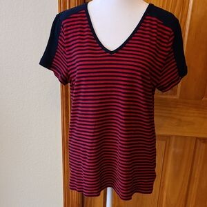 Chaps Red and Navy Short Sleeve Relaxed T-Shirt Size XL